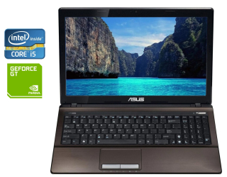 БУ Ноутбук Asus K53SV / 15.6&quot; (1366x768) TN / Intel Core i5-2410M (2 (4) ядра по 2.3 - 2.9 GHz) / 8 GB DDR3 / 240 GB SSD / nVidia GeForce GT 540M, 2 GB DDR3, 128-bit / WebCam / DVD-ROM / Win 10 Pro из Европы