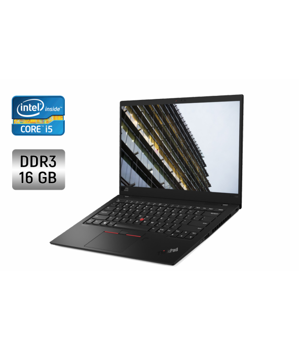 Ноутбук Б-класс Lenovo ThinkPad X1 Carbon / 14&quot; (1920x1080) IPS / Intel Core i5-8350U (4 (8) ядра по 1.7 - 3.6 GHz) / 16 GB DDR3 / 512 GB SSD / Intel UHD Graphics 620 / WebCam / Fingerprint / Windows 10 - 1