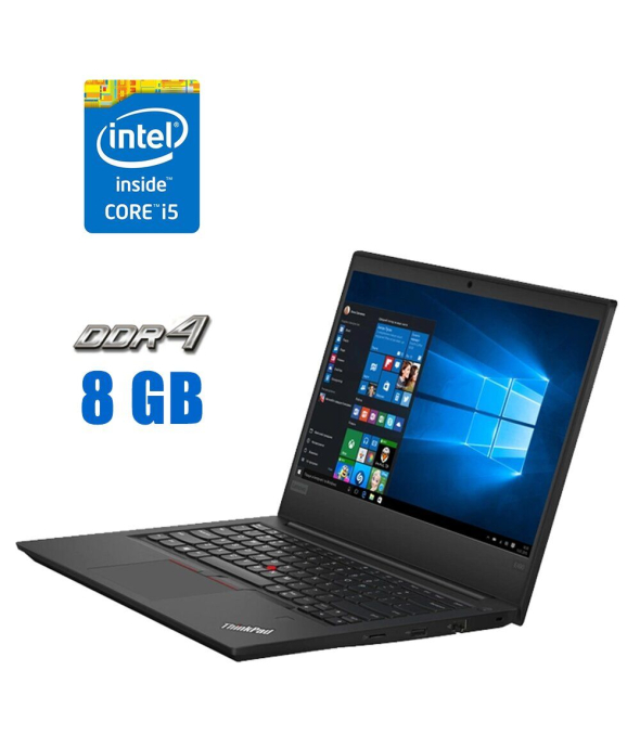 Ультрабук Lenovo ThinkPad E490 / 14&quot; (1920x1080) IPS / Intel Core i5-8250U (4 (8) ядра по 1.6 - 3.4 GHz) / 8 GB DDR4 / 240 GB SSD / Intel UHD Graphics 620 / WebCam - 1