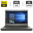 Ноутбук Б-класс Lenovo ThinkPad T440p / 14" (1920x1080) TN / Intel Core i7-4600M (2 (4) ядра по 2.9 - 3.6 GHz) / 8 GB DDR3 / 240 GB SSD / Intel HD Graphics 4600 - 1