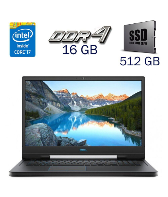 Игровой ноутбук Б-класс Dell G7 7790 / 17.3&quot; (1920x1080) IPS / Intel Core i7-9750H (6 (12) ядер по 2.6 - 4.5 GHz) / 16 GB DDR4 / 512 GB SSD + 512 GB SSD / nVidia GeForce GTX 1660 Ti, 6 GB GDDR6, 192-bit / WebCam - 1