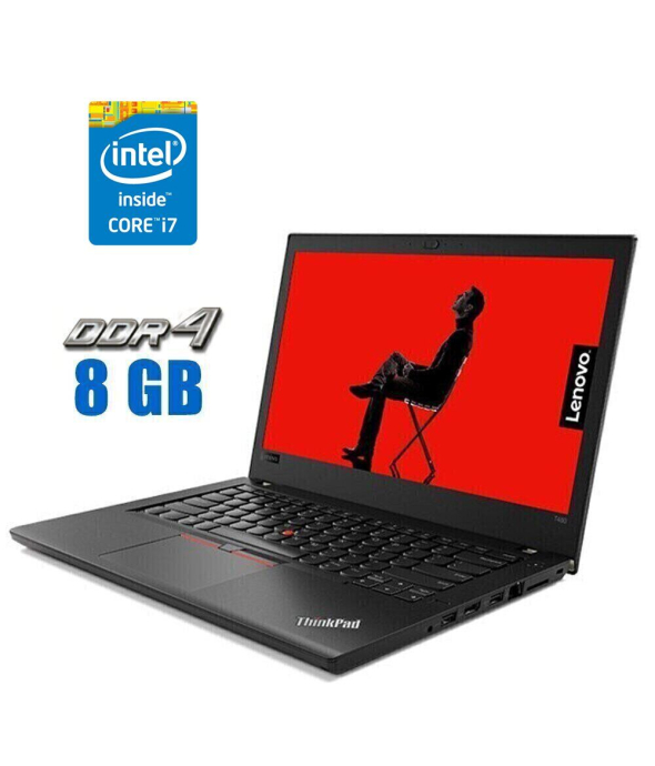 Ультрабук Lenovo ThinkPad T480 / 14&quot; (1920x1080) IPS / Intel Core i7-8650U (4 (8) ядра по 1.9 - 4.2 GHz) / 8 GB DDR4 / 480 GB SSD / Intel UHD Graphics 620 / WebCam - 1