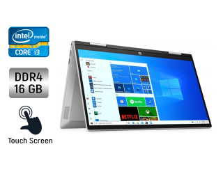 БУ Ноутбук-трансформер HP Pavilion X360 / 15.6&quot; (1366x768) TN Touch / Intel Core i3-1125G4 (4 (8) ядра по 2.0 - 3.7 GHz) / 16 GB DDR4 / 500 GB SSD /  Intel UHD Graphics / WebCam + Беспроводная мышка из Европы