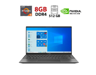 БУ Игровой ноутбук Asus ZenBook 14 Q408UG / 14&quot; (1920x1080) IPS / AMD Ryzen 5 5500U (6 (12) ядер по 2.1 - 4.0 GHz) / 8 GB DDR4 / 512 GB SSD / nVidia GeForce MX450, 2 GB GDDR5, 64-bit / WebCam из Европы