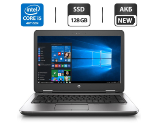 БУ Ноутбук Б-класс HP ProBook 640 G1 / 14&quot; (1366x768) TN / Intel Core i5-4300M (2 (4) ядра по 2.6 - 3.3 GHz) / 8 GB DDR3 / 128 GB SSD / Intel HD Graphics 4600 / WebCam / DVD-ROM / АКБ NEW из Европы