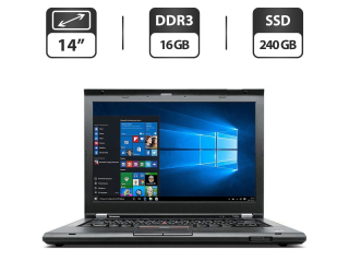 БУ Ноутбук Lenovo ThinkPad T430 / 14&quot; (1600x900) TN / Intel Core i7-3520M (2 (4) ядра по 2.9 - 3.6 GHz) / 16 GB DDR3 / 240 GB SSD / Intel HD Graphics 4000 / VGA из Европы