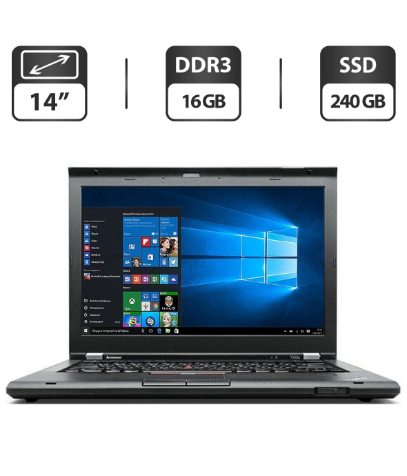 Ноутбук Lenovo ThinkPad T430 / 14&quot; (1600x900) TN / Intel Core i7-3520M (2 (4) ядра по 2.9 - 3.6 GHz) / 16 GB DDR3 / 240 GB SSD / Intel HD Graphics 4000 / VGA - 1