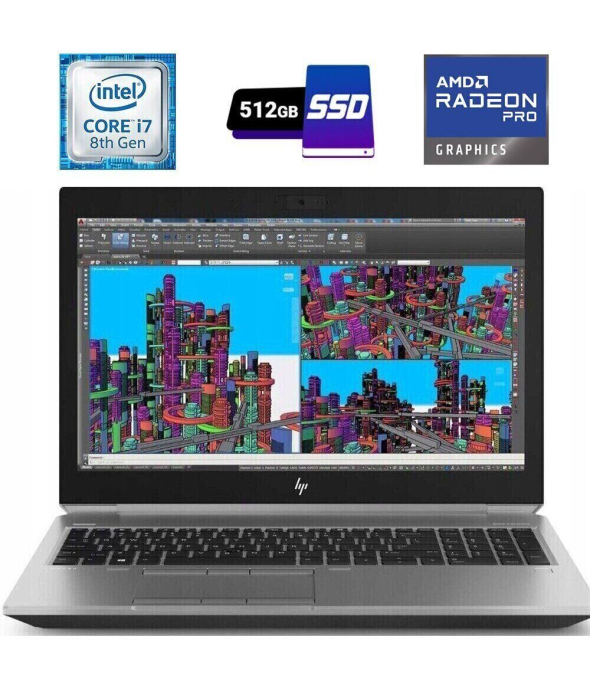 Мобильная рабочая станция HP ZBook 15 G6 / 15.6'' (1920x1080) IPS Touch / Intel Core i7-8550U (4 (8) ядра по 1.8 - 4.0 GHz) / 32 GB DDR4 / 512 GB SSD M.2 / AMD Radeon Pro WX 3200, 4 GB GDDR5, 128-bit / WebCam - 1