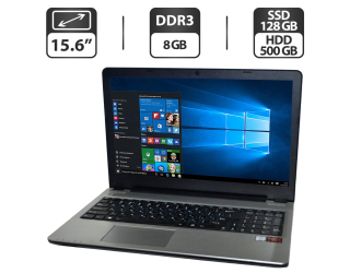 БУ Ноутбук Pegatron D15S PlaidBook / 15.6&quot; (1366x768) TN / Intel Core i5-6200U (2 (4) ядра по 2.3 - 2.8 GHz) / 8 GB DDR3 / 128 GB SSD M.2 + 500 GB HDD / Intel HD Graphics 520 / WebCam / VGA из Европы