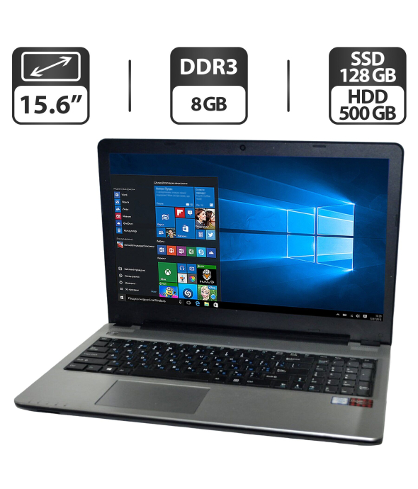 Ноутбук Pegatron D15S PlaidBook / 15.6&quot; (1366x768) TN / Intel Core i5-6200U (2 (4) ядра по 2.3 - 2.8 GHz) / 8 GB DDR3 / 128 GB SSD M.2 + 500 GB HDD / Intel HD Graphics 520 / WebCam / VGA - 1