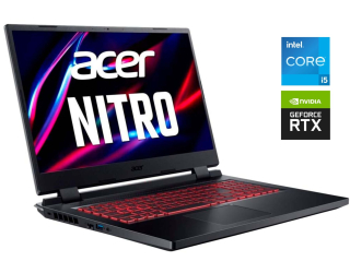БУ Игровой ноутбук Acer Nitro 5 AN517-55 / 17.3&quot; (1920x1080) IPS / Intel Core i5-12500H (12 (16) ядер по 2.5 - 4.5 GHz) / 16 GB DDR4 / 512 GB SSD / nVidia GeForce RTX 3050, 4 GB GDDR5, 128-bit / WebCam / Win 11 Home из Европы