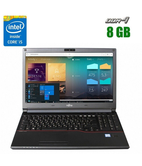 Ноутбук Fujitsu LifeBook E556 / 15.6&quot; (1366x768) TN / Intel Core i5-6200U (2 (4) ядра по 2.3 - 2.8 GHz) / 8 GB DDR4 / 256 GB SSD / Intel HD Graphics 520 / WebCam - 1