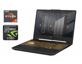 БУ Игровой ноутбук Б-класс Asus TUF Gaming A15 / 15.6&quot; (1920x1080) IPS / AMD Ryzen 7 4800H (8 (16) ядер по 2.9 - 4.2 GHz) / 16 GB DDR4 / 512 GB SSD / nVidia GeForce RTX 2060, 6 GB GDDR6, 192-bit / WebCam / Windows 10 из Европы