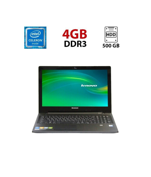 Ноутбук Lenovo G50-30 / 15.6&quot; (1366x768) TN / Intel Celeron N2840 (2 ядра по 2.16 - 2.58 GHz) / 4 GB DDR3 / 500 GB HDD / Intel HD Graphics / WebCam - 1