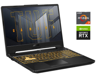 БУ Игровой ноутбук Asus TUF Gaming A15 TUF506QE / 15.6&quot; (1920x1080) IPS / AMD Ryzen 7 5800H (8 (16) ядер по 3.2 - 4.4 GHz) / 16 GB DDR4 / 512 GB SSD / nVidia GeForce RTX 3050 Ti, 4 GB GDDR6, 128-bit / WebCam / Win 10 Home из Европы