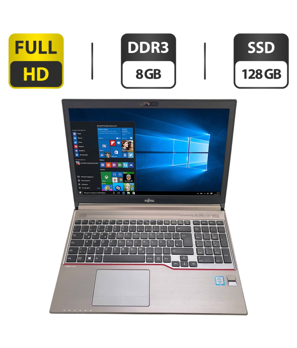 Ноутбук Б-класс Fujitsu LifeBook E756 / 15.6'' (1920x1080) IPS / Intel Core i5-6300U (2 (4) ядра по 2.4 - 3.0 GHz) / 8 GB DDR3 / 128 GB SSD / Intel HD Graphics 520 / WebCam / DVD-ROM / DisplayPort - 1