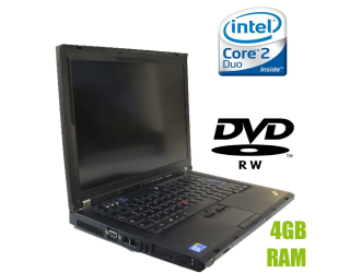 БУ Ноутбук Б-класс Lenovo ThinkPad T400 / 14&quot; (1440x900) TN / Intel Core 2 Duo P8600 (2 ядра по 2.4 GHz) / 4 GB DDR3 / 320 GB HDD / Intel GMA 4500 Graphics / NoWebCam из Европы