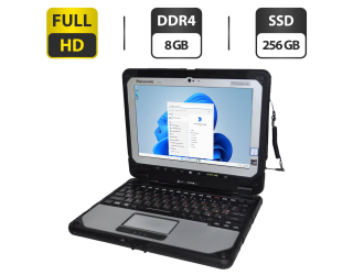 БУ Защищенный нетбук-трансформер Б-класс Panasonic ToughBook CF-20 MK2 / 10.1&quot; (1920x1200) IPS Touch / Intel Core m5-6Y57 (2 (4) ядра по 1.1 - 2.8 GHz) / 8 GB DDR3 / 256 GB SSD / Intel HD Graphics 615 / WebCam 2 MP + 8 MP / Windows 11 Pro + Стилус из Европы