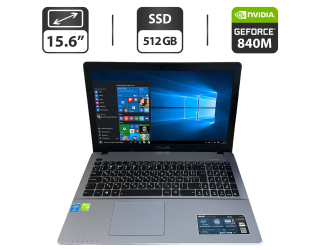 БУ Ноутбук Asus X550LN / 15.6&quot; (1366x768) TN / Intel Core i7-4510U (2 (4) ядра по 2.0 - 3.1 GHz) / 12 GB DDR3 / 512 GB SSD / nVidia GeForce 840M, 2 GB GDDR3, 64-bit / WebCam / VGA из Европы