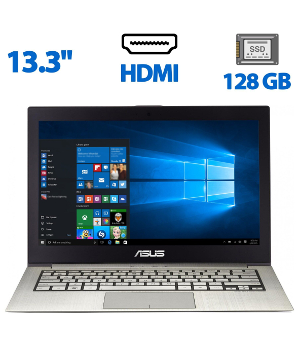 Ультрабук Б-класс Asus ZenBook UX32A / 13.3&quot; (1366x768) TN / Intel Core i3-2367M (2 (4) ядра по 1.4 GHz) / 6 GB DDR3 / 128 GB SSD / Intel HD Graphics 3000 / WebCam / HDMI - 1