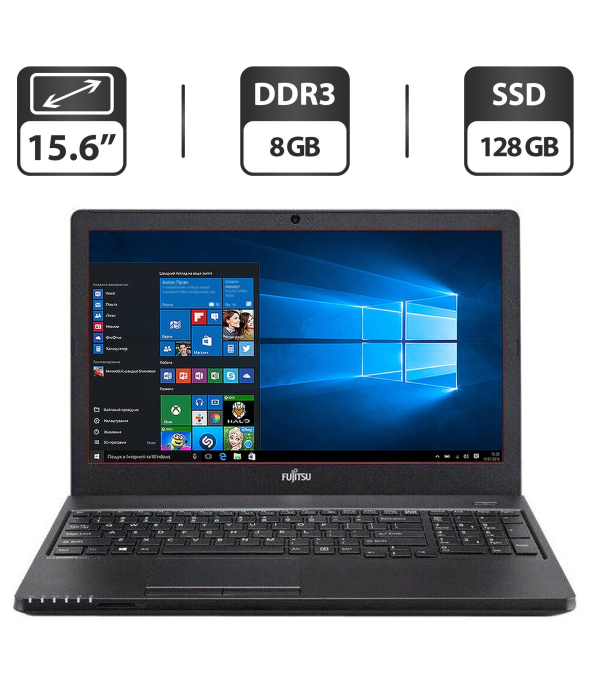 Ноутбук Б-класс Fujitsu LifeBook А555 / 15.6&quot; (1366x768) TN / Intel Core i3-5005U (2 (4) ядра по 2.0 GHz) / 8 GB DDR3 / 128 GB SSD / Intel HD Graphics 5500 / WebCam / Windows 10 Pro - 1