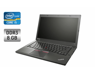 БУ Ультрабук Lenovo ThinkPad T450 / 14 &quot; (1600x900) TN / Intel Core i5-5300U (2 (4) ядра по 2.3 - 2.9 GHz) / 8 GB DDR3 / 256 GB SSD / Intel HD Graphics 5500 / WebCam / Fingerprint из Европы