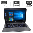 Ноутбук HP ProBook 645 G3 / 14" (1366x768) TN / AMD A10-8730B (4 ядра по 2.4 - 3.3 GHz) / 8 GB DDR4 / 240 GB SSD / AMD Radeon R5 Graphics / WebCam / АКБ / Windows 10 Pro - 1