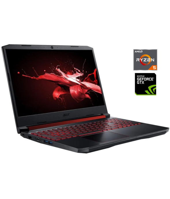Игровой ноутбук Acer Nitro 5 AN515-43 / 15.6&quot; (1920x1080) IPS / AMD Ryzen 5 3550H (4 (8) ядра по 2.1 - 3.7 GHz) / 16 GB DDR4 / 512 GB SSD M.2 / nVidia GeForce GTX 1050 Ti, 4 GB GDDR5, 128-bit / WebCam - 1