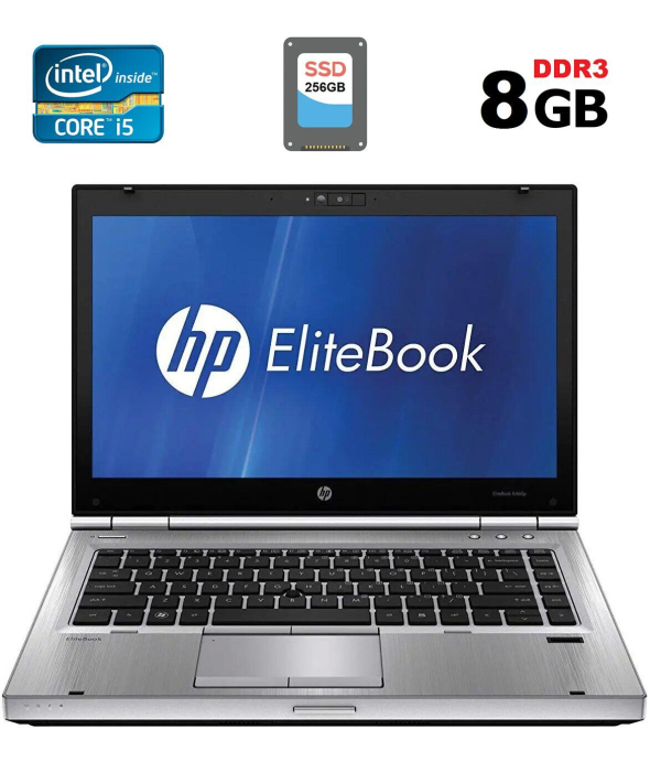 Ноутбук HP EliteBook 8460p / 14&quot; (1366x768) TN / Intel Core i5-2520M (2 (4) ядра по 2.5 - 3.2 GHz) / 8 GB DDR3 / 256 GB SSD / Intel HD Graphics 3000 / DVD-RW / DisplayPort - 1