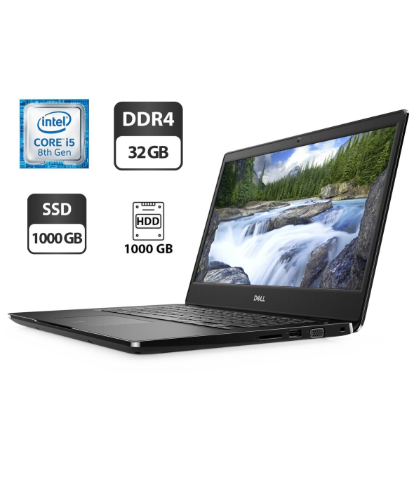 Ультрабук Б-класс Dell Latitude 3400 / 14&quot; (1366x768) TN / Intel Core i5-8365U (4 (8) ядра по 1.6 - 4.1 GHz) / 32 GB DDR4 / 1000 GB SSD + 1000 GB HDD / Intel UHD Graphics 620 / WebCam - 1
