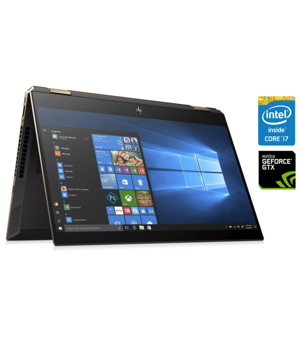 Ігровий ноутбук-трансформер HP Spectre x360 15T-df000 / 15.6&quot; (3840x2160) IPS Touch / Intel Core i7-8750H (6 (12) ядер по 2.2 - 4.1 GHz) / 16 GB DDR4 / 2000 GB SSD / nVidia GeForce GTX 1050 Ti, 4 GB GDDR5, 128-bit / WebCam / Win 10 Pro - 1