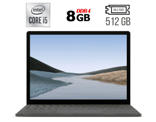 БУ Ультрабук Microsoft Surface Laptop 3 1867 / 13.5&quot; (2256x1504) IPS Touch / Intel Core i5-1035g7 (4 (8) ядра по 1.2 - 3.7 GHz) / 8 GB DDR4 / 512 GB SSD M. 2 / Intel Iris Plus Graphics / WebCam / USB 3.1 из Европы