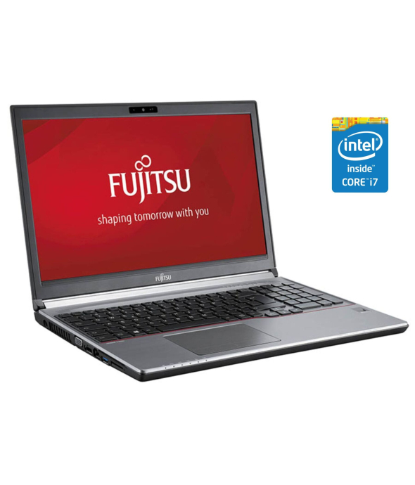 Ноутбук Fujitsu LifeBook E754 / 15.6 &quot; (1366x768) TN / Intel Core i7-4712MQ (4 (8) ядра по 2.3 - 3.3 GHz) / 8 GB DDR3 / 128 GB SSD / Intel HD Graphics 4600 / WebCam / DVD-ROM / Win 10 Pro - 1