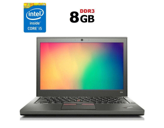 БУ Нетбук Lenovo ThinkPad X250/ 12.5 &quot; (1366x768) TN / Intel Core i5-4300U (2 (4) ядра по 1.9 - 2.9 GHz) / 8 GB DDR3 / 256 GB SSD / Intel HD Graphics 5500 / WebCam / Win 10 / дві АКБ из Европы
