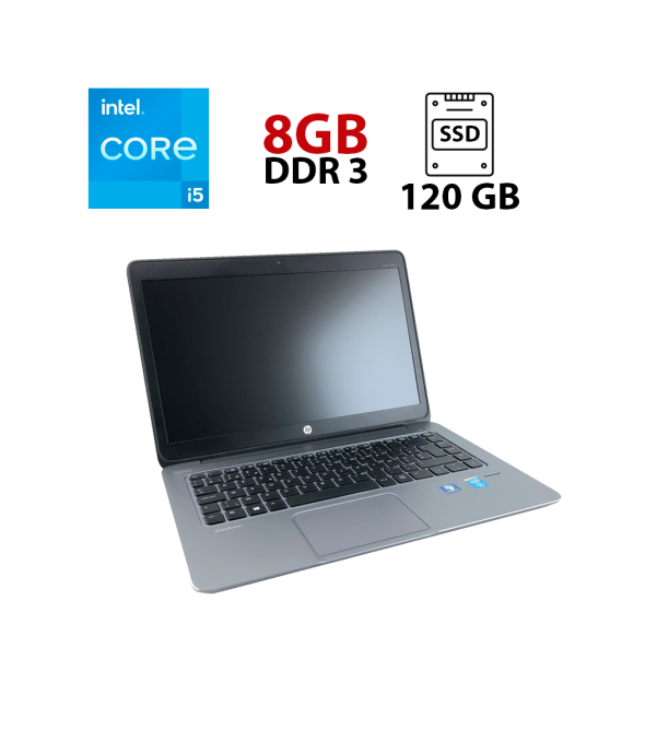 Ноутбук HP EliteBook Folio 1040 G2 / 14 &quot; (1600x900) TN / Intel Core i5-5200U (2 (4) ядра по 2.2-2.7 GHz) / 8 GB DDR3 / 120 GB SSD / Intel HD Graphics 5500 / WebCam - 1