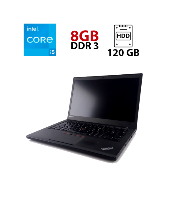 Ноутбук Lenovo ThinkPad T450s / 14&quot; (1600x900) TN / Intel Core i5-5200U (2 (4) ядра по 2.2 - 2.7 GHz) / 8 GB DDR3 / 120 GB SSD / Intel HD Graphics 5500 / WebCam - 1