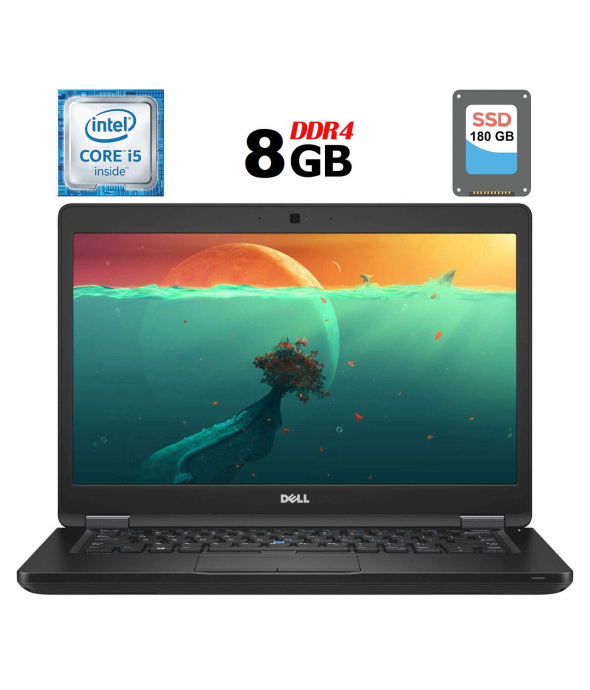 Ноутбук Dell Latitude 5480 / 14&quot; (1366x768) TN / Intel Core i5-6300U (2 (4) ядра по 2.4 - 3.0 GHz) / 8 GB DDR4 / 180 GB SSD / Intel HD Graphics 520 / WebCam / USB 3.1 / HDMI / Windows 10 ліцензія - 1