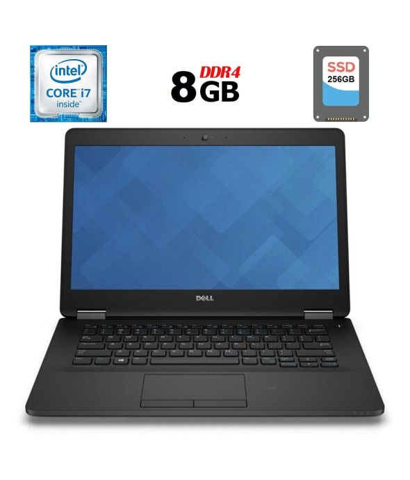 Ультрабук Б-клас Dell Latitude E7470 / 14&quot; (2560x1440) IPS Touch / Intel Core i7 - 6600U (2 (4) ядра по 2.6-3.4 GHz) / 8 GB DDR4 / 256 GB SSD / Intel HD Graphics 520 / WebCam / HDMI / Windows 10 ліцензія - 1