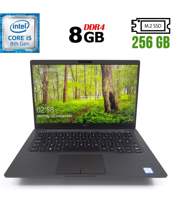 Ультрабук Б-клас Dell Latitude 7400 / 14&quot; (1920x1080) IPS / Intel Core i5 - 8365u (4 (8) ядра по 1.6-4.1 GHz) / 8 GB DDR4 / 256 GB SSD M. 2 / Intel UHD Graphics 620 / WebCam / USB 3.1 / HDMI / Windows 10 ліцензія - 1