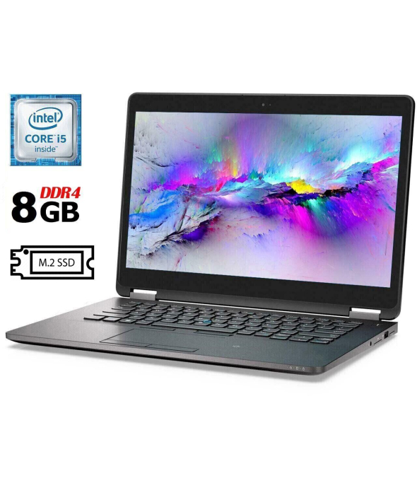 Ультрабук Dell Latitude E7470 / 14&quot; (2560x1440) IPS Touch / Intel Core i5-6300U (2 (4) ядра по 2.4 - 3.0 GHz) / 8 GB DDR4 / 120 GB SSD M.2 / Intel HD Graphics 520 / WebCam / HDMI / miniDP / Windows 10 лицензия - 1