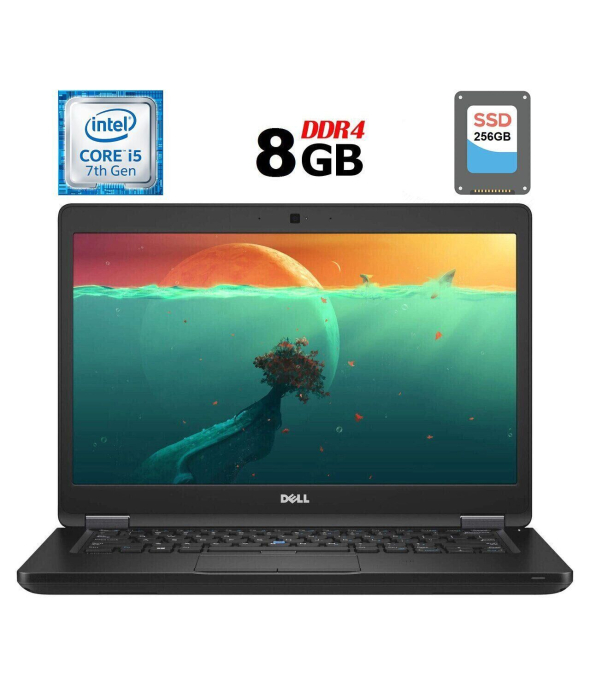 Ноутбук Б-класс Dell Latitude 5480 / 14&quot; (1920x1080) IPS / Intel Core i5-7300U (2 (4) ядра по 2.6 - 3.5 GHz) / 8 GB DDR4 / 256 GB SSD / Intel HD Graphics 620 / WebCam / USB 3.1 / HDMI / Windows 11 лицензия - 1
