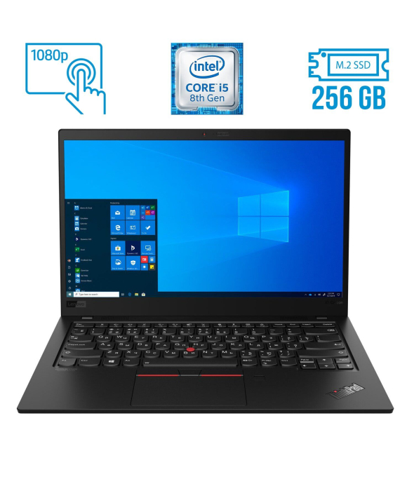 Ультрабук Б-клас Lenovo ThinkPad X1 Carbon (7th Gen) / 14 &quot; (1920x1080) IPS Touch / Intel Core i5-8365u (4 (8) ядра по 1.6 - 4.1 GHz) / 16 GB DDR3 / 256 GB SSD M. 2 / Intel UHD Graphics 620 / WebCam / Fingerprint / USB 3.1 / HDMI - 1