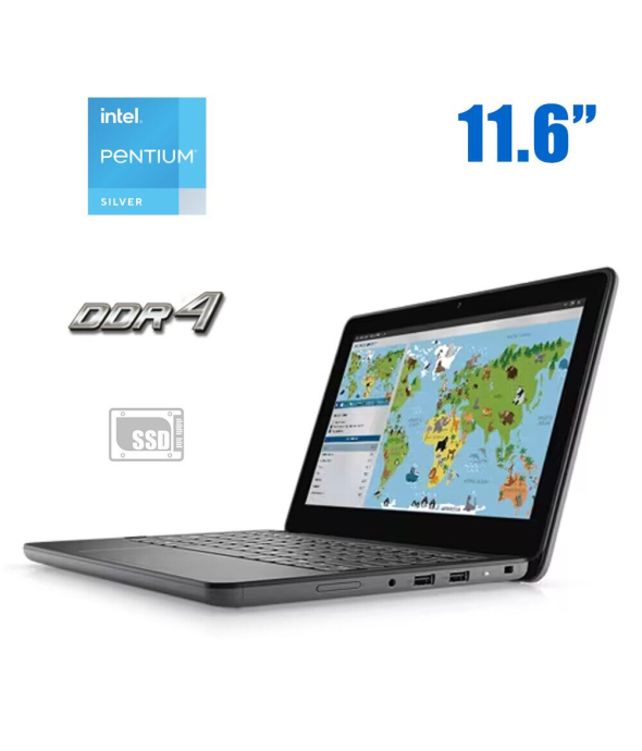 Нетбук Dell Latitude 3120 / 11.6 &quot; (1366x768) TN / Intel Pentium Silver N6000 (4 ядра по 1.1 - 3.3 GHz) / 4 GB DDR4 / 128 GB SSD M. 2 / Intel UHD Graphics / WebCam / Windows 10 Pro - 1
