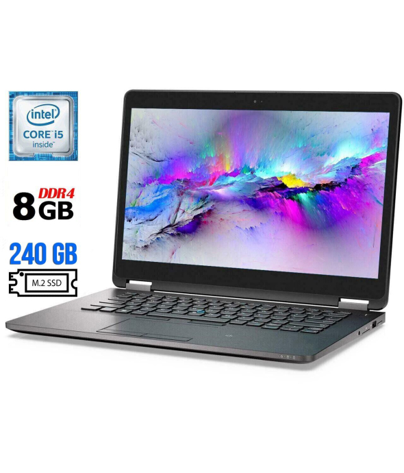 Ультрабук Б-клас Dell Latitude E7470 / 14&quot; (1920x1080) IPS / Intel Core i5 - 6300U (2 (4) ядра по 2.4-3.0 GHz) / 8 GB DDR4 / 240 GB SSD M. 2 / Intel HD Graphics 520 / WebCam / HDMI / miniDP / Windows 10 ліцензія - 1