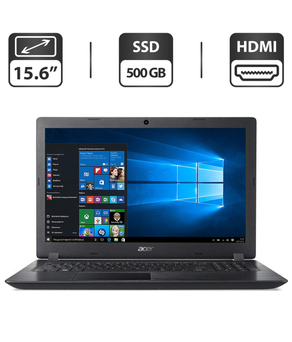 Ноутбук Б-класс Acer Aspire 3 A315-51-388U / 15.6&quot; (1366x768) TN / Intel Core i3-7020U (2 (4) ядра по 2.3 GHz) / 4 GB DDR4 / 500 GB SSD / Intel HD Graphics 620 / WebCam / DVD-ROM / HDMI + Беспроводная мышка в подарок - 1