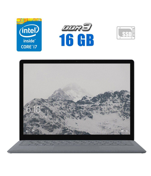 Ультрабук Б-класс Microsoft Surface Laptop 1769 / 13.5&quot; (2256x1504) IPS Touch / Intel Core i7-7660U (2 (4) ядра по 2.5 - 4.0 GHz) / 16 GB DDR3 / 480 GB SSD / Intel Iris Plus Graphics 640 / WebCam - 1