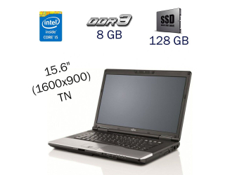 БУ Ноутбук Fujitsu LifeBook E752 / 15.6&quot; (1600x900) TN / Intel Core i5-3320M (2 (4) ядра по 2.6 - 3.3 GHz) / 8 GB DDR3 / 128 GB SSD / WebCam / Windows 10 PRO Lic из Европы