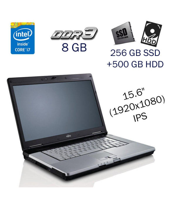 Рабочая станция Fujitsu Celsius H710 / 15.6&quot; (1920х1080) IPS / Intel Core i7-2720QM (4 (8) ядра по 2.2 - 3.3 GHz) / 8 GB DDR3 / 256 GB SSD+500 GB HDD / nVidia Quadro 1000M, 2 GB DDR3, 128-bit / WebCam / Windows 10 PRO Lic - 1