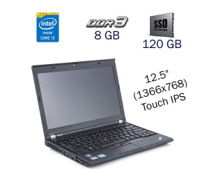БУ Ноутбук-трансформер Lenovo ThinkPad X230 / 12.5&quot; (1366x768) Touch IPS / Intel Core i5-3320M (2 (4) ядра по 2.6 - 3.3 GHz) / 8 GB DDR3 / 120 GB SSD / WebCam / Fingerprint / Intel HD Graphics 4000 / Stylus / Windows 10 PRO Lic из Европы