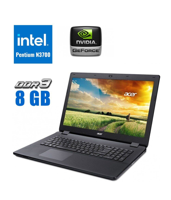 Ігровий ноутбук Acer Aspire E17 ES1-731/ 17 &quot; (1600x900) TN / Intel Pentium N3700 (4 ядра по 1.6 - 2.4 GHz) / 8 GB DDR3 / 1000 Gb HDD / nVidia GeForce 910M, 2 GB DDR3, 64-bit / WebCam / DVD-ROM - 1